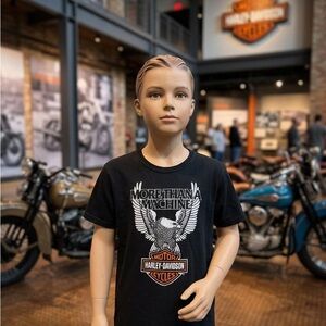 Harley-Davidson Museum Youth L T-Shirt More Than A Machine Eagle Black Kids Tee